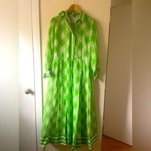 Vintage Avalon Classic dress. Green and white plaid. Size S/M
